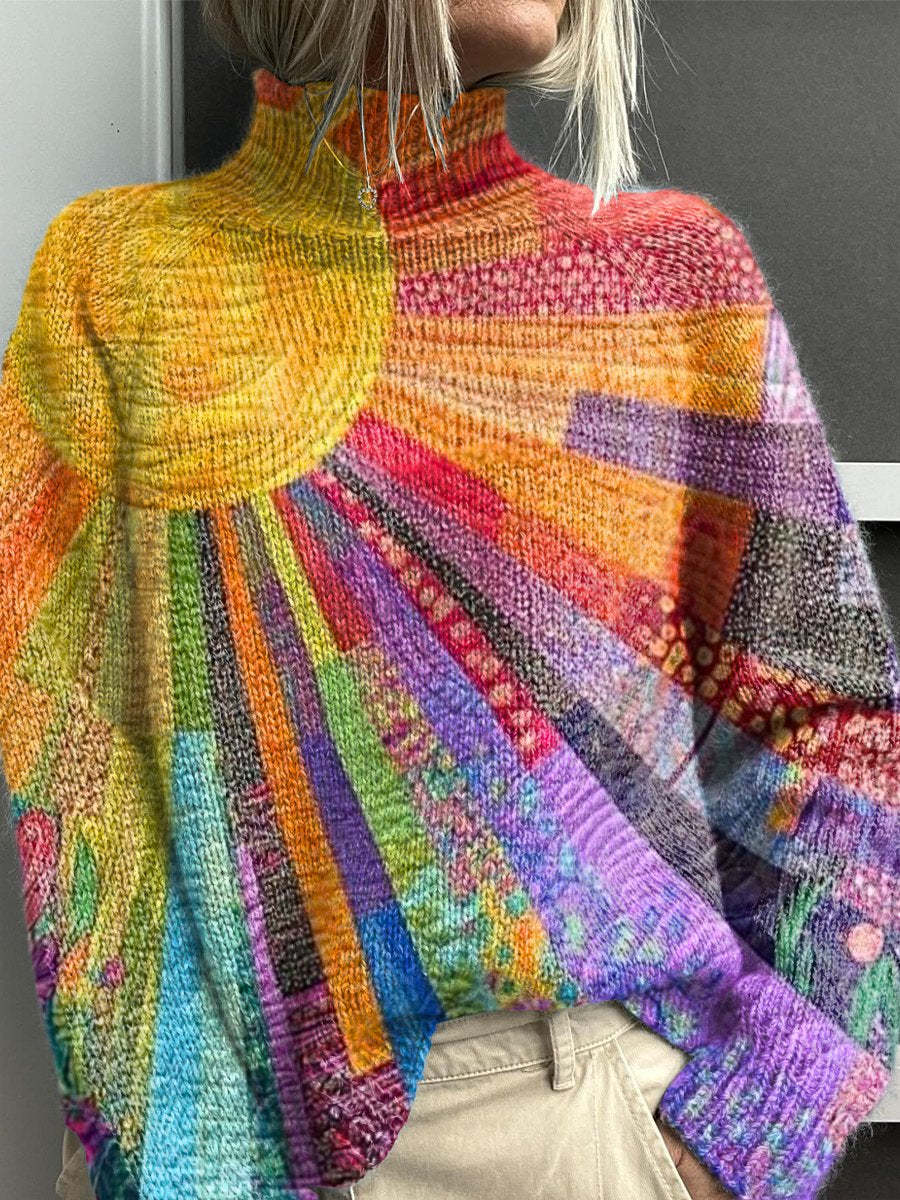 Noelle - Pull Col Roulé Arc-en-Ciel
