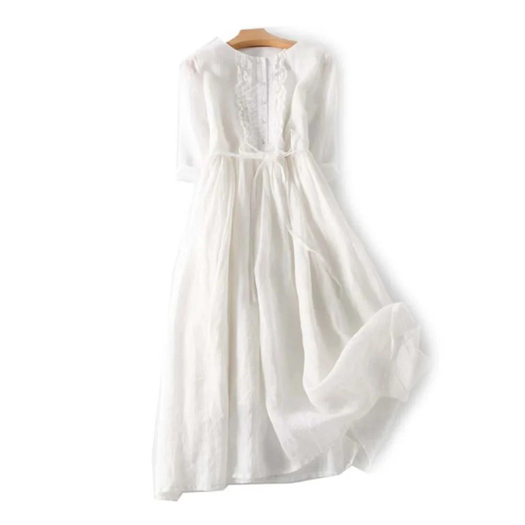 Lucienne | Robe Midi Élégante Nouée