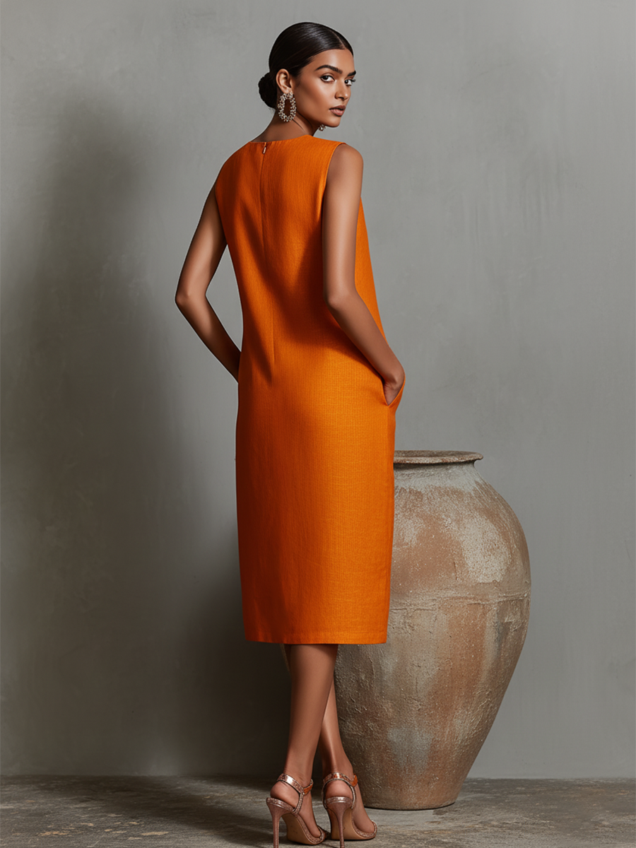 Colette | Robe Midi Élégante Sans Manches