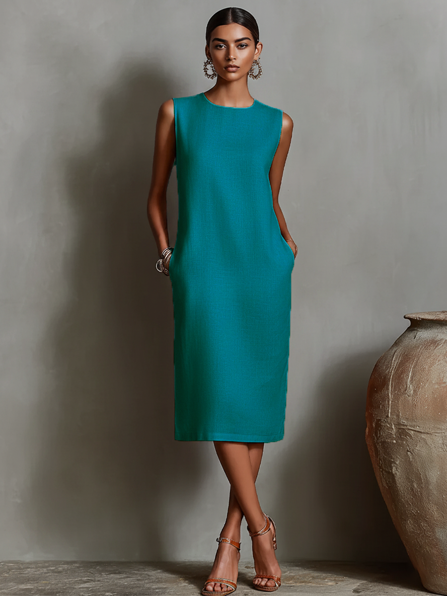 Colette | Robe Midi Élégante Sans Manches